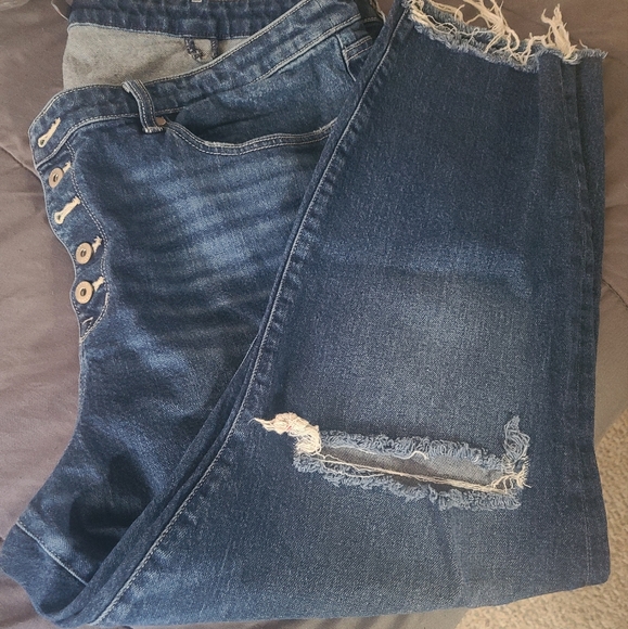 Distressed straight leg jeans with button fly [Torrid] - Picture 3 of 8